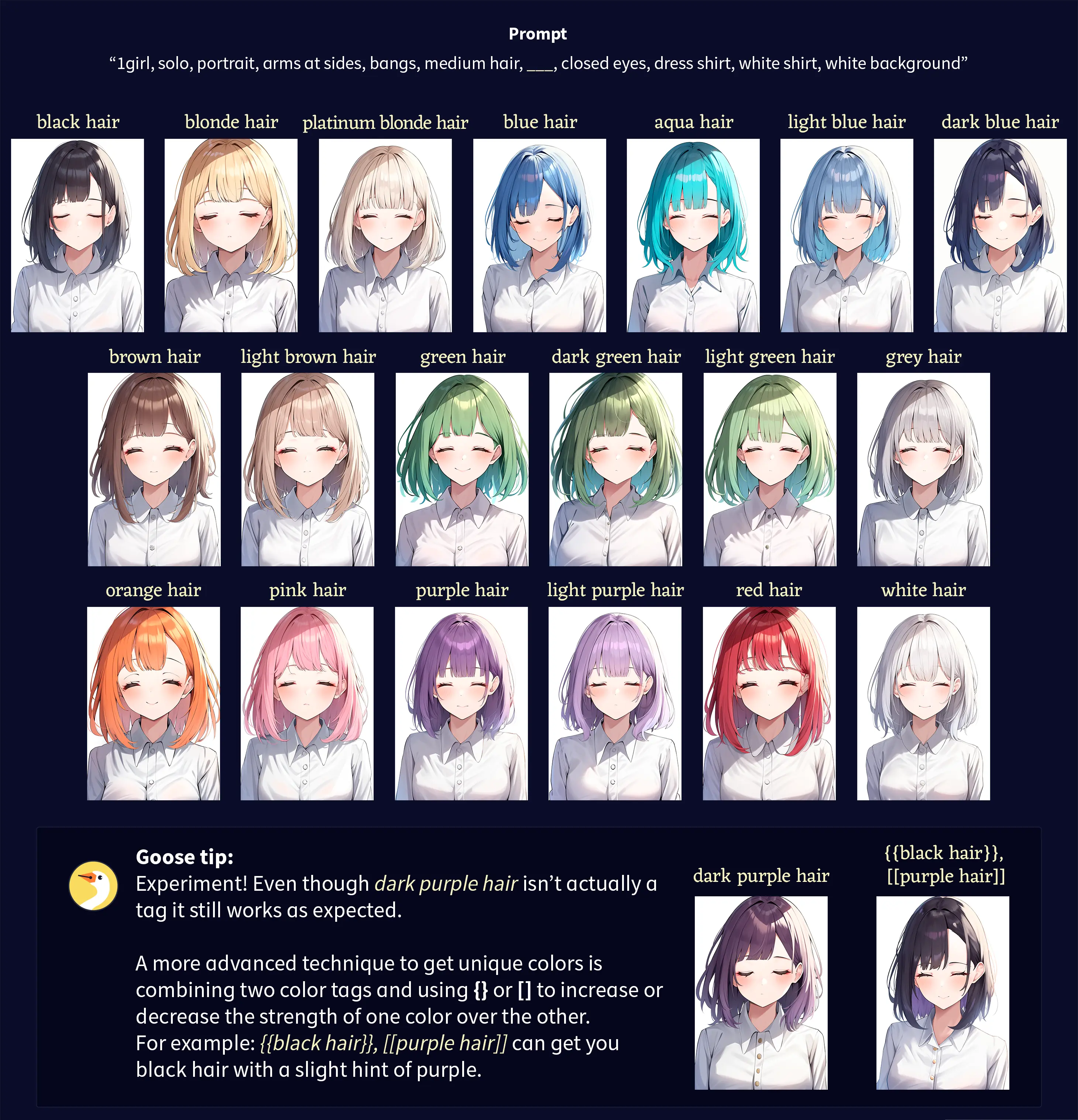 Hair colors.