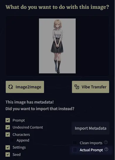 actual prompt selection during import