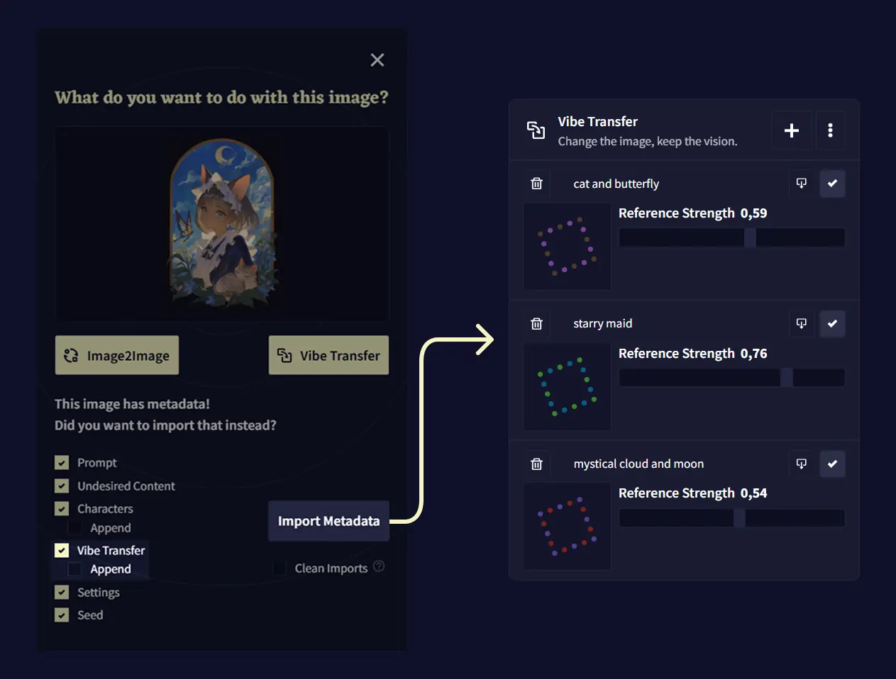 Importing Vibes with image metadata
