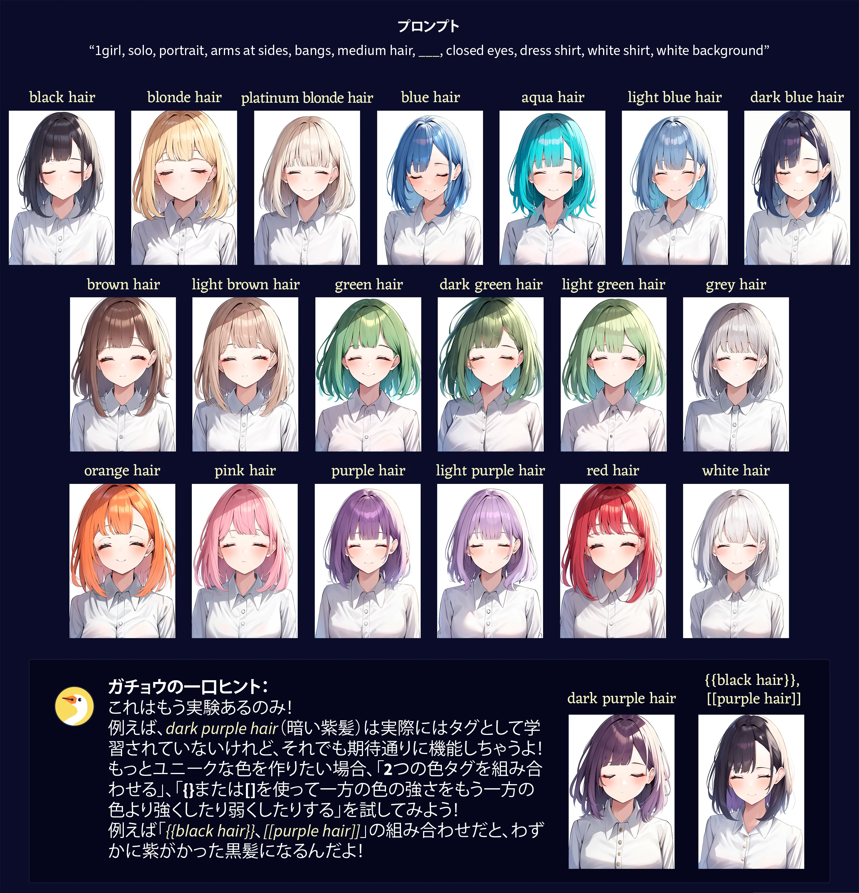 Hair colors.