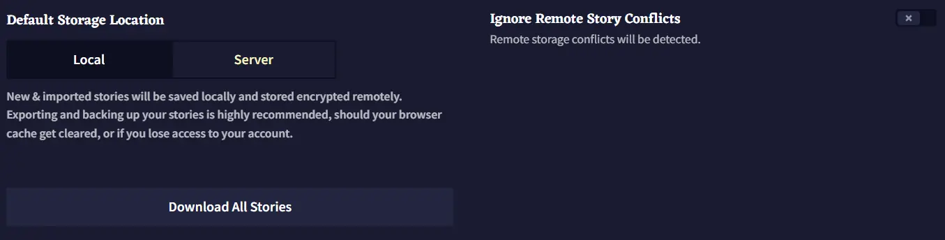 Default Storage and Conflict Stories Pic