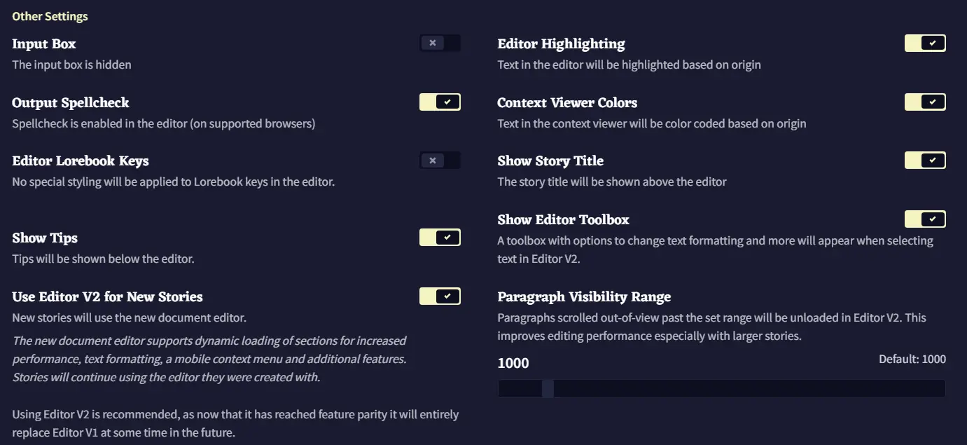 Other Settings Screenshot