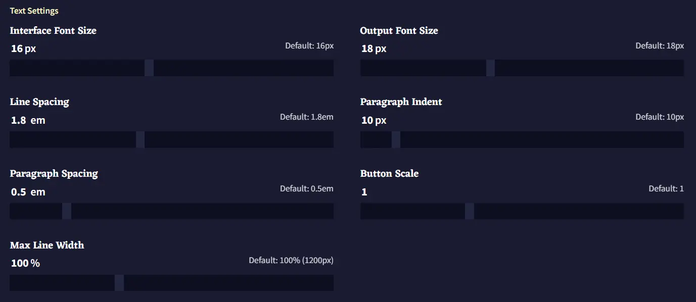 Text Sliders Screenshot